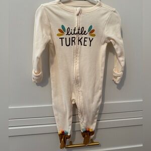 “Little Turkey” Thanksgiving baby footie outfit, size 3-6 months, never worn